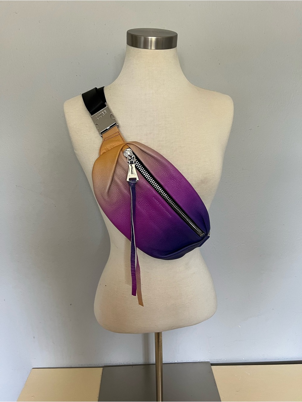 Aimee Kestenberg Purple and Tan Gradient Leather Crossbody Sling